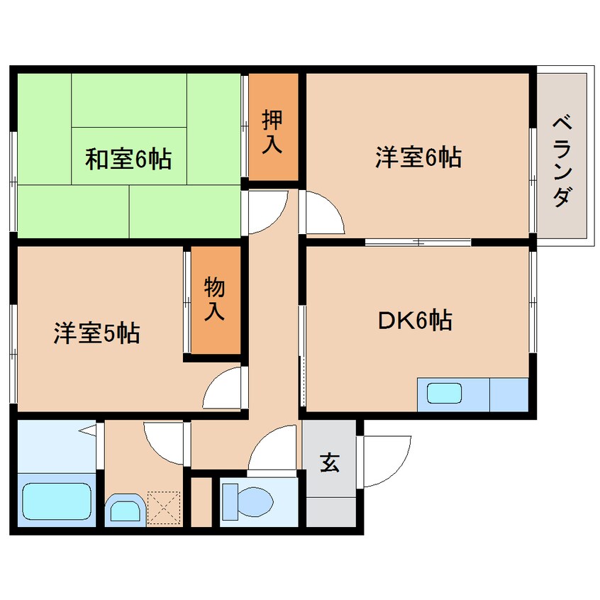 間取図 近鉄難波線・奈良線/大和西大寺駅 徒歩16分 2階 築28年