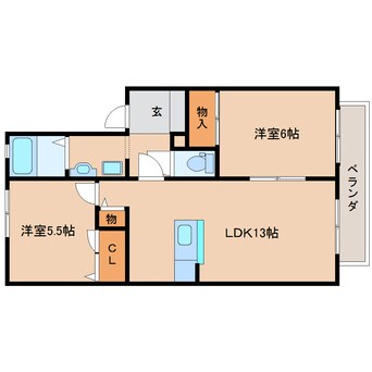 間取図 近鉄橿原線/尼ケ辻駅 徒歩3分 2階 築27年