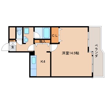 間取図 近鉄京都線/平城駅 徒歩18分 4階 築37年