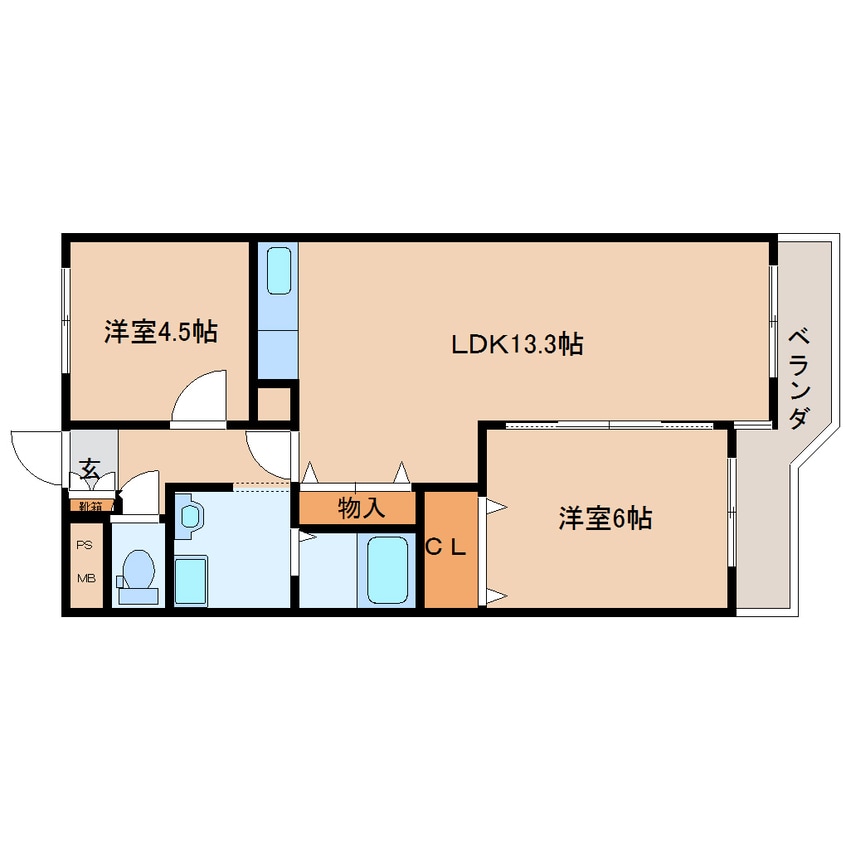 間取図 近鉄京都線/平城駅 徒歩18分 4階 築38年