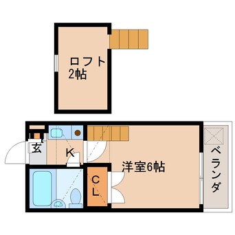 間取図 近鉄難波線・奈良線/大和西大寺駅 徒歩7分 2階 築36年