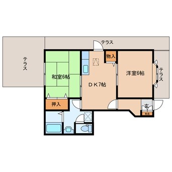 間取図 近鉄京都線/高の原駅 バス5分桜ヶ丘４丁目下車:停歩4分 1階 築23年