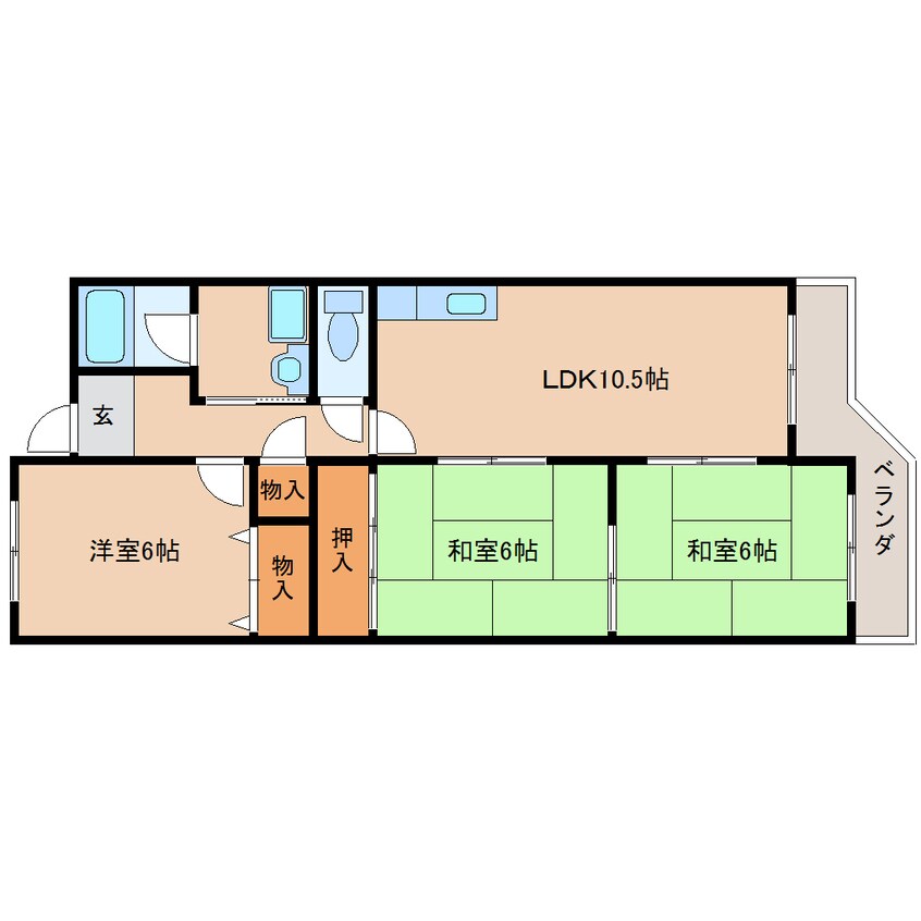 間取図 近鉄京都線/高の原駅 徒歩13分 2階 築37年