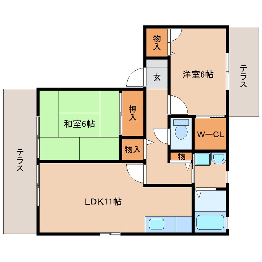 間取図 近鉄京都線/大和西大寺駅 バス8分平城中山下車:停歩7分 1階 築20年