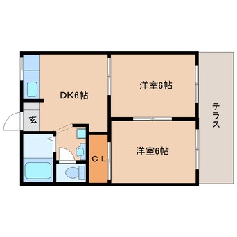 間取図 近鉄難波線・奈良線/大和西大寺駅 バス12分南押熊下車:停歩6分 1階 築34年