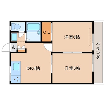 間取図 近鉄橿原線/尼ケ辻駅 徒歩12分 2階 築33年