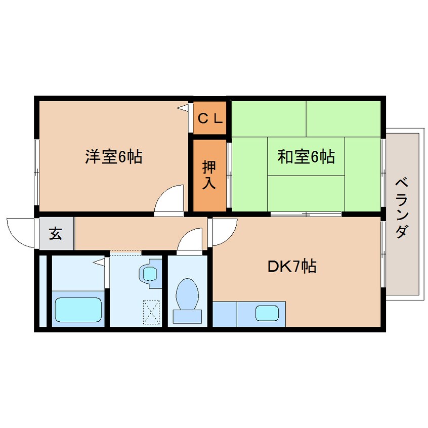 間取図 近鉄京都線/高の原駅 徒歩10分 2階 築26年