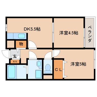 間取図 近鉄京都線/高の原駅 徒歩22分 2階 築21年