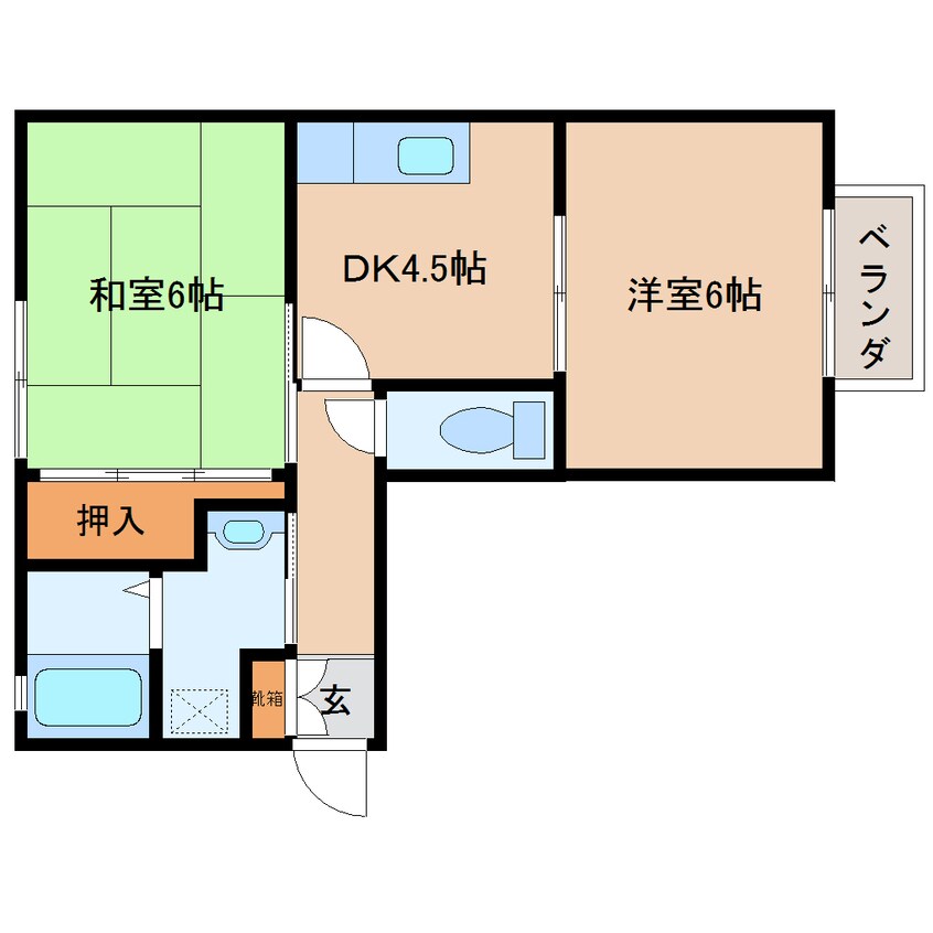 間取図 近鉄京都線/高の原駅 バス5分精華桜が丘３丁目下車:停歩5分 2階 築28年