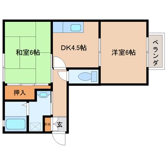 間取図 近鉄京都線/高の原駅 バス5分精華桜が丘３丁目下車:停歩5分 2階 築28年