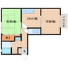 近鉄京都線/高の原駅 バス:5分:停歩5分 2階 築30年 2DKの間取り
