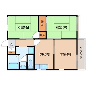 間取図 近鉄橿原線/尼ケ辻駅 徒歩10分 2階 築36年