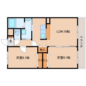 間取図 近鉄難波線・奈良線/大和西大寺駅 徒歩16分 3階 築20年