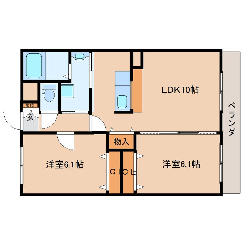 間取図 近鉄難波線・奈良線/大和西大寺駅 徒歩16分 3階 築20年
