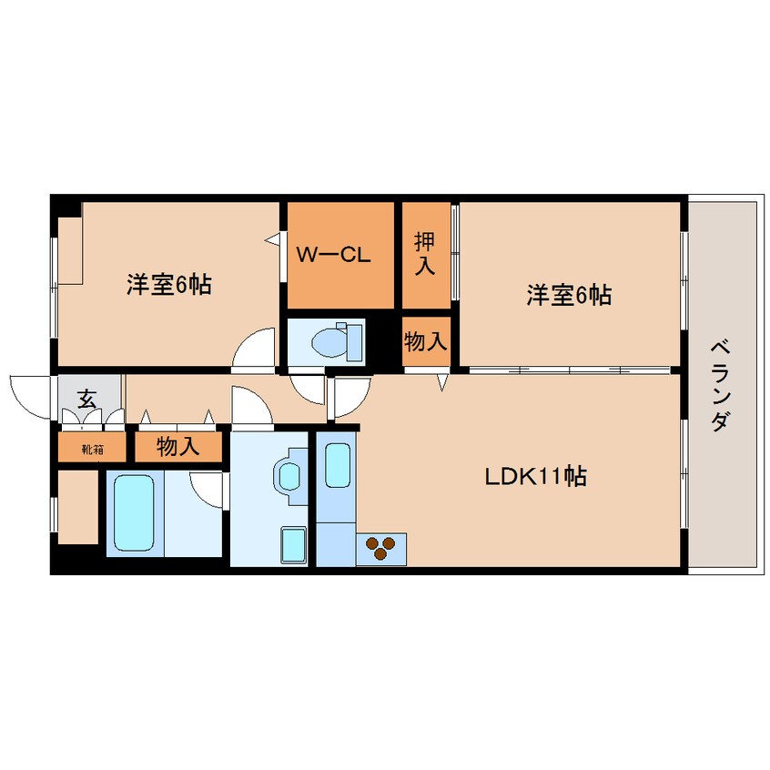 間取図 近鉄難波線・奈良線/大和西大寺駅 徒歩5分 2階 築18年