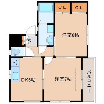 間取図 近鉄難波線・奈良線/大和西大寺駅 徒歩15分 2階 築20年