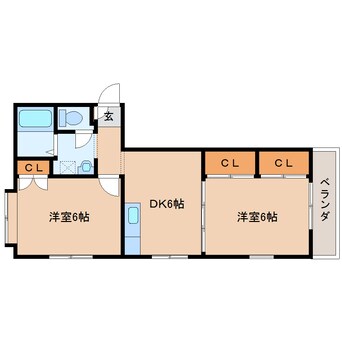 間取図 近鉄京都線/高の原駅 徒歩20分 2階 築34年