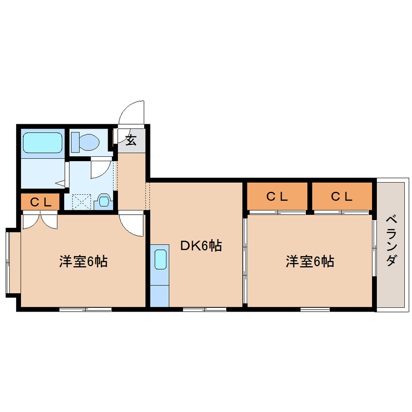 間取図 近鉄京都線/高の原駅 徒歩20分 2階 築34年