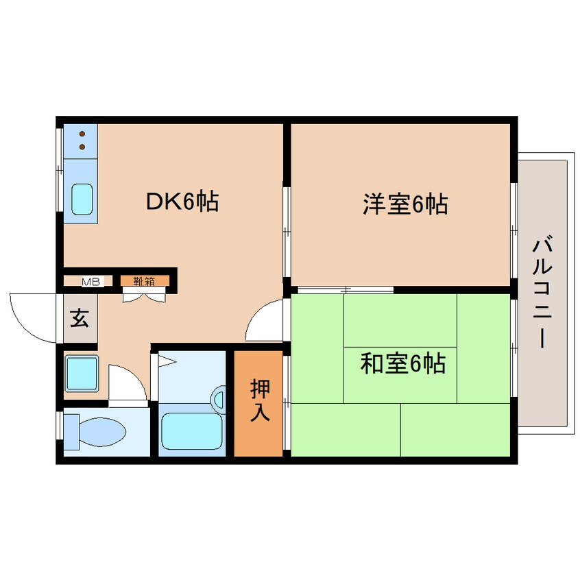 間取図 近鉄京都線/高の原駅 バス5分左京４丁目下車:停歩6分 1階 築37年