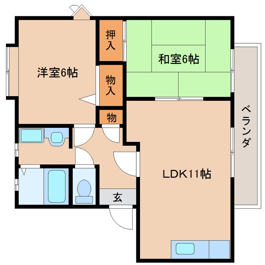 間取図 近鉄京都線/大和西大寺駅 徒歩15分 2階 築29年