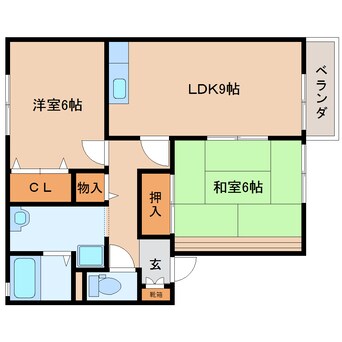 間取図 近鉄京都線/新祝園駅 徒歩5分 1階 築22年