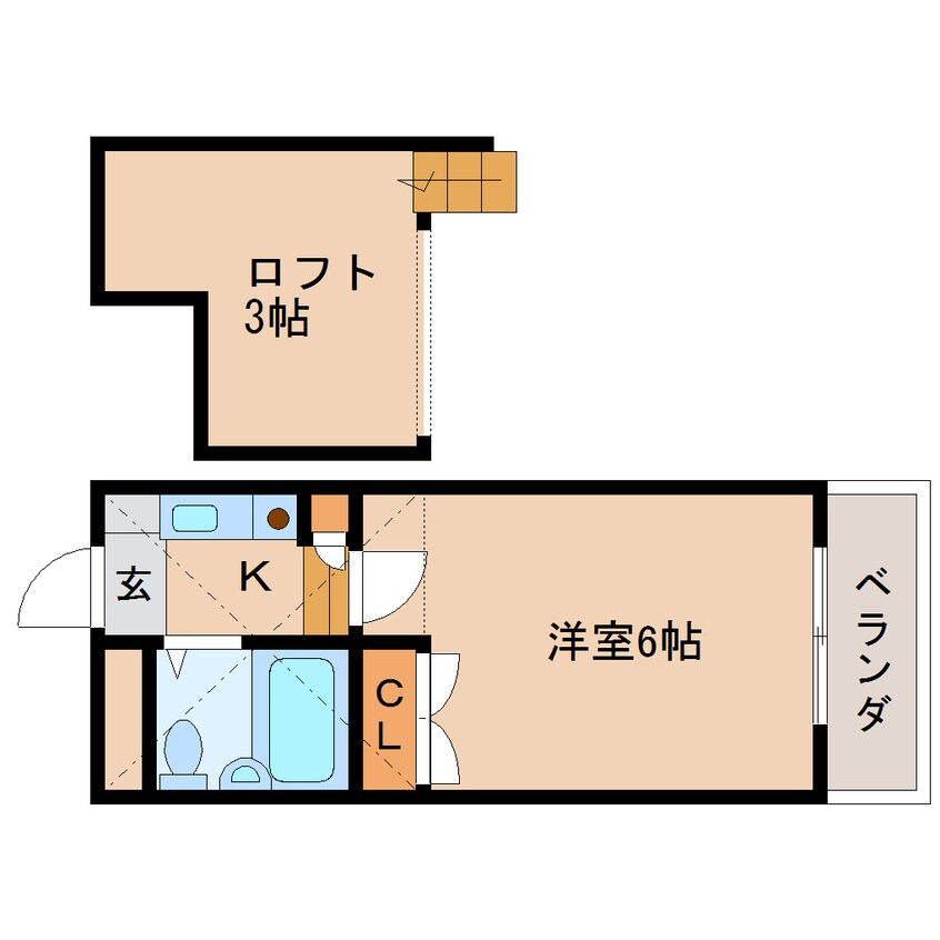 間取図 近鉄難波線・奈良線/菖蒲池駅 徒歩8分 3階 築35年