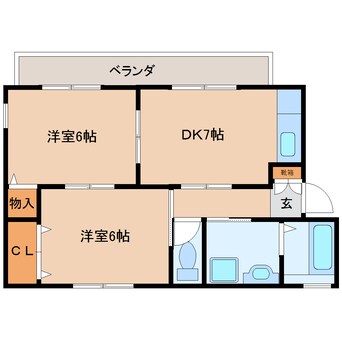 間取図 近鉄京都線/新祝園駅 徒歩10分 2階 築18年