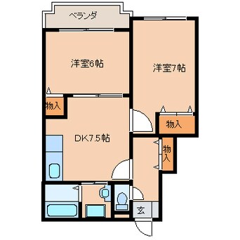 間取図 近鉄京都線/山田川駅 徒歩9分 1階 築18年