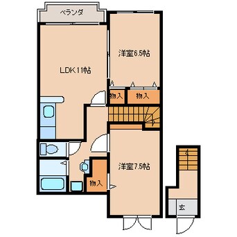 間取図 近鉄京都線/山田川駅 徒歩9分 2階 築18年