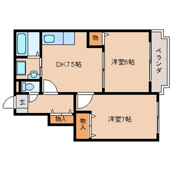 間取図 近鉄京都線/山田川駅 徒歩9分 1階 築18年