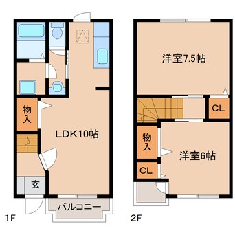 間取図 近鉄難波線・奈良線/大和西大寺駅 バス10分平城中山下車:停歩3分 1-2階 築19年