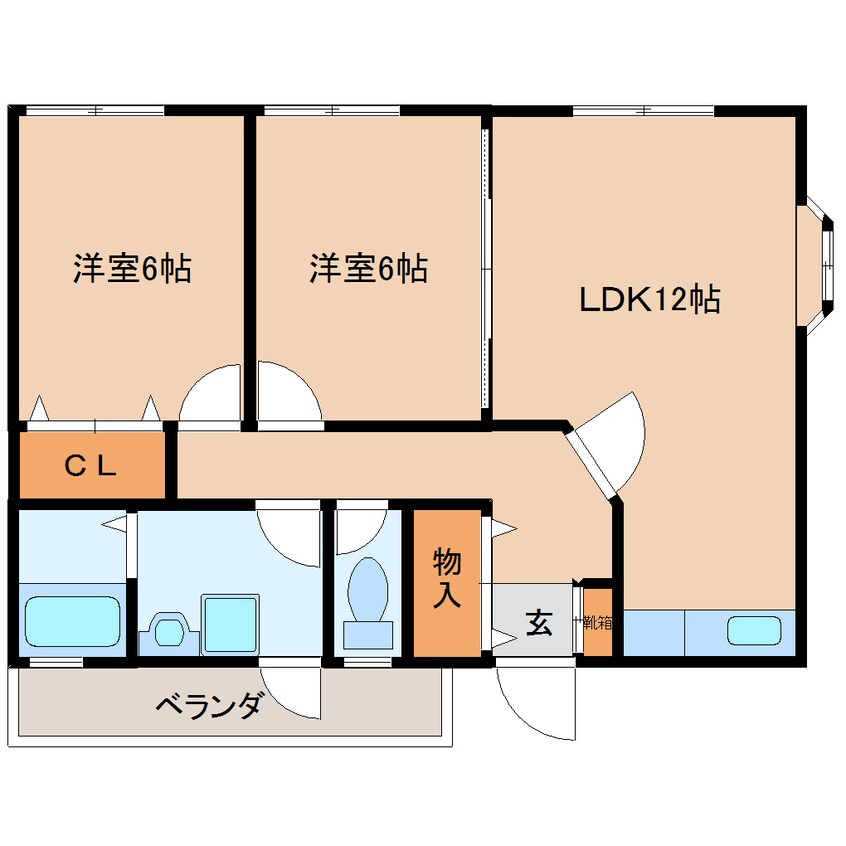 間取図 近鉄難波線・奈良線/大和西大寺駅 徒歩7分 2階 築36年