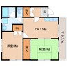 近鉄京都線/高の原駅 徒歩6分 2階 築34年 2DKの間取り