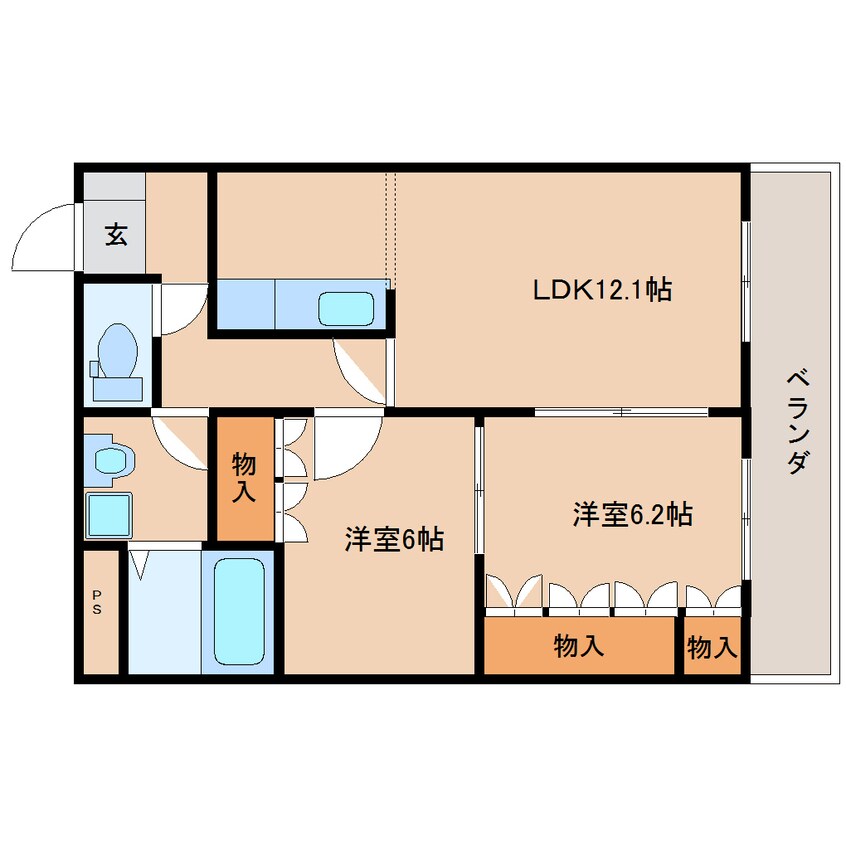 間取図 近鉄京都線/新祝園駅 徒歩5分 3階 築18年