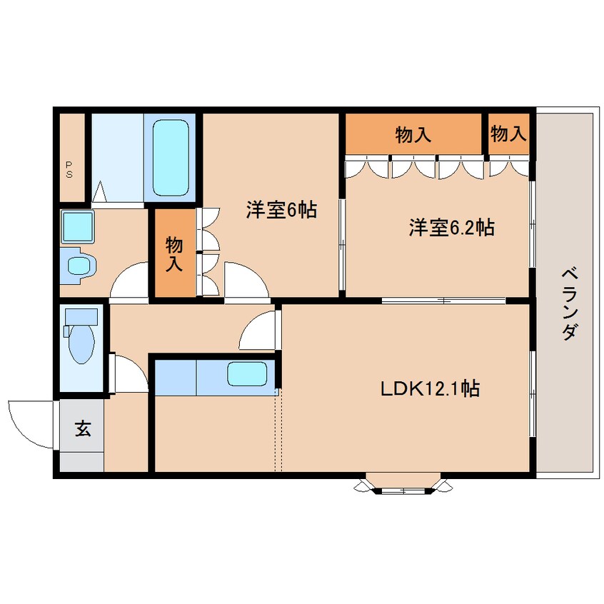 間取図 近鉄京都線/新祝園駅 徒歩5分 1階 築17年