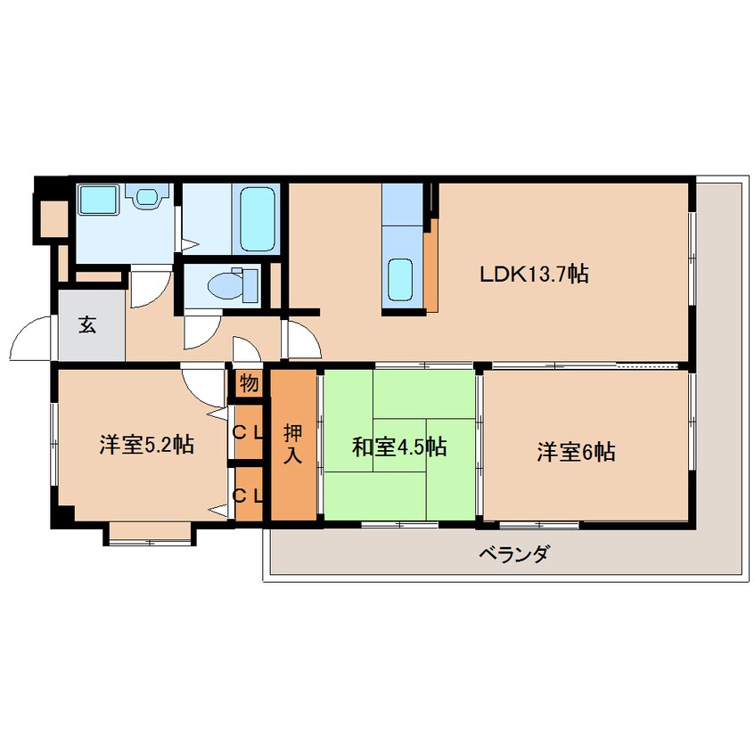 間取図 近鉄橿原線/尼ケ辻駅 徒歩9分 2階 築23年