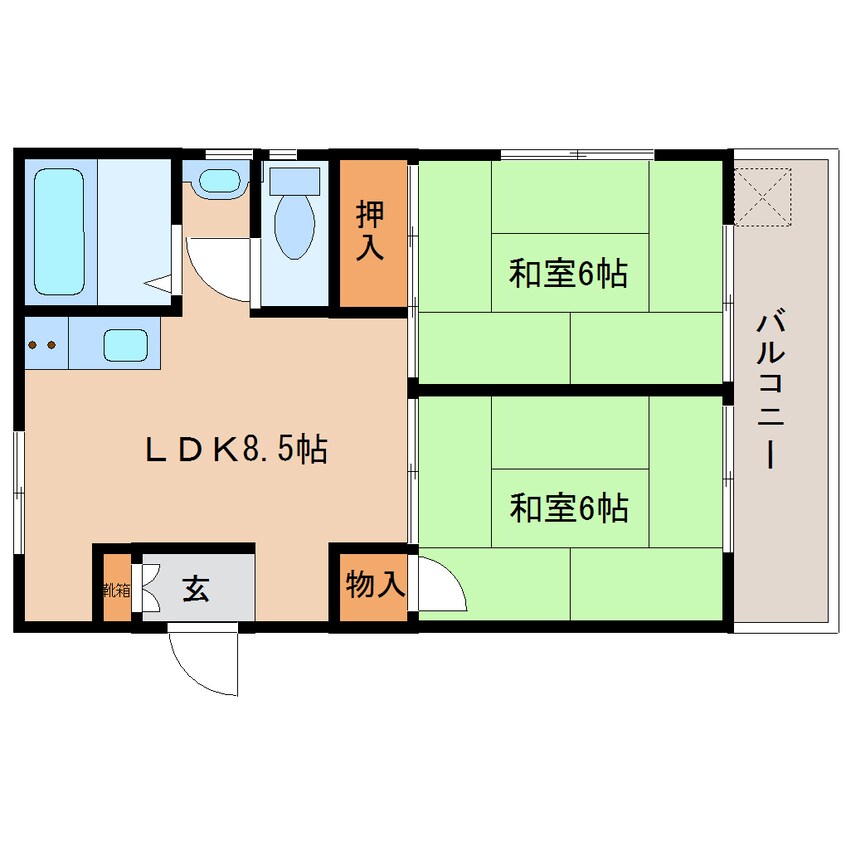 間取図 近鉄難波線・奈良線/菖蒲池駅 徒歩8分 3階 築50年