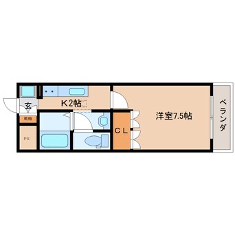 間取図 近鉄京都線/新祝園駅 徒歩4分 1階 築19年