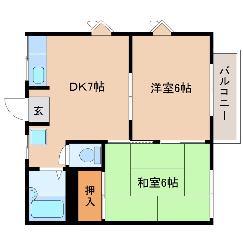 間取図 近鉄橿原線/西ノ京駅 徒歩12分 2階 築35年