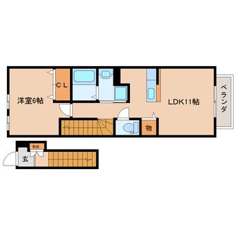 間取図 近鉄難波線・奈良線/大和西大寺駅 徒歩12分 2階 築18年