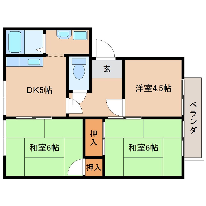 間取図 近鉄橿原線/西ノ京駅 徒歩10分 2階 築32年