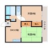 近鉄橿原線/尼ケ辻駅 徒歩4分 2階 築33年 2DKの間取り
