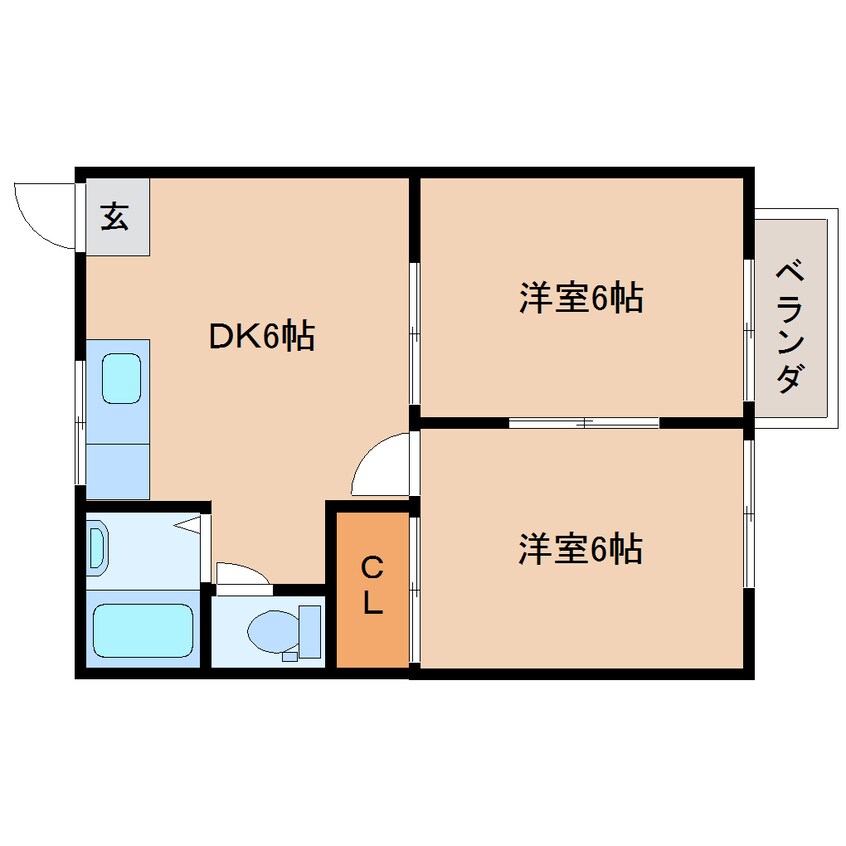 間取図 近鉄橿原線/西ノ京駅 徒歩12分 2階 築36年