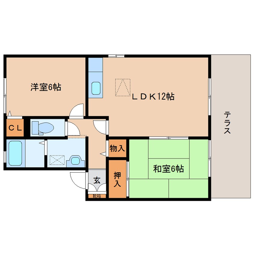 間取図 近鉄京都線/新祝園駅 徒歩6分 1階 築22年