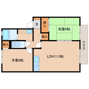 間取図 近鉄京都線/新祝園駅 徒歩6分 1階 築22年