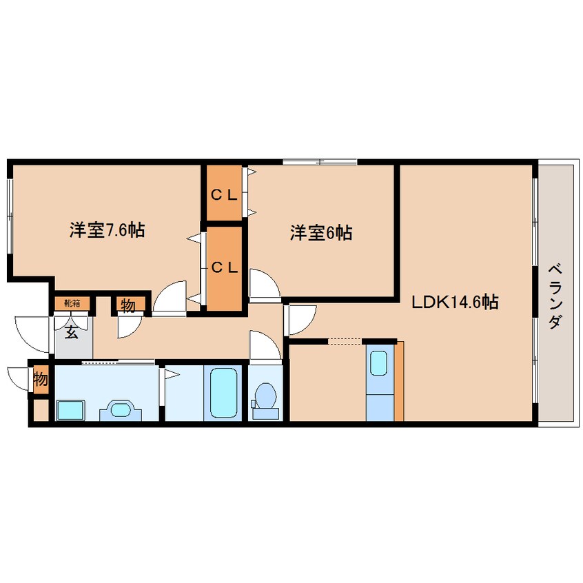 間取図 近鉄難波線・奈良線/大和西大寺駅 徒歩8分 1階 築16年