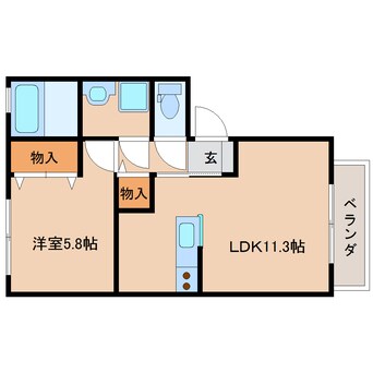 間取図 近鉄橿原線/尼ケ辻駅 徒歩20分 2階 築15年