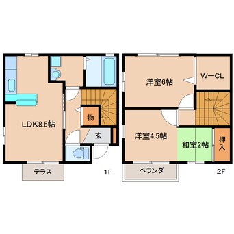 間取図 近鉄橿原線/尼ケ辻駅 徒歩12分 1-2階 築15年