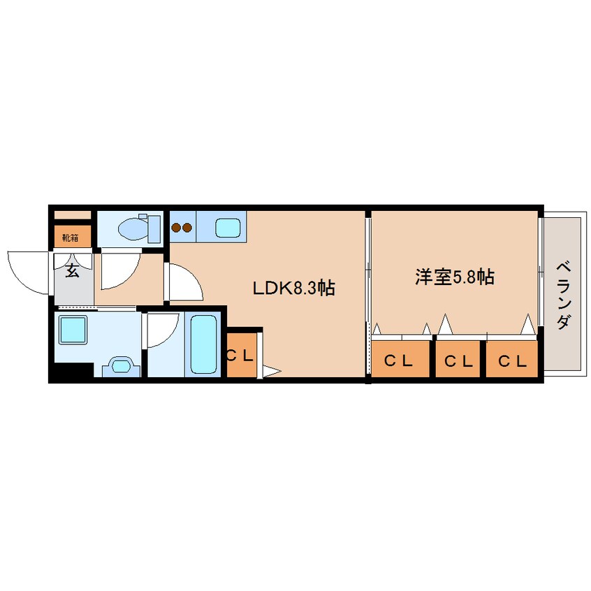 間取図 近鉄難波線・奈良線/大和西大寺駅 徒歩6分 1階 築15年