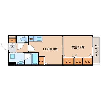 間取図 近鉄難波線・奈良線/大和西大寺駅 徒歩6分 1階 築15年